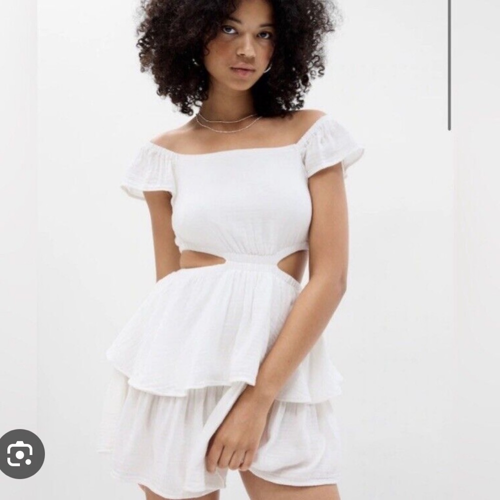 PROJECT GAP NWT Side Cutout Ruffle Hem Mini Dress - White